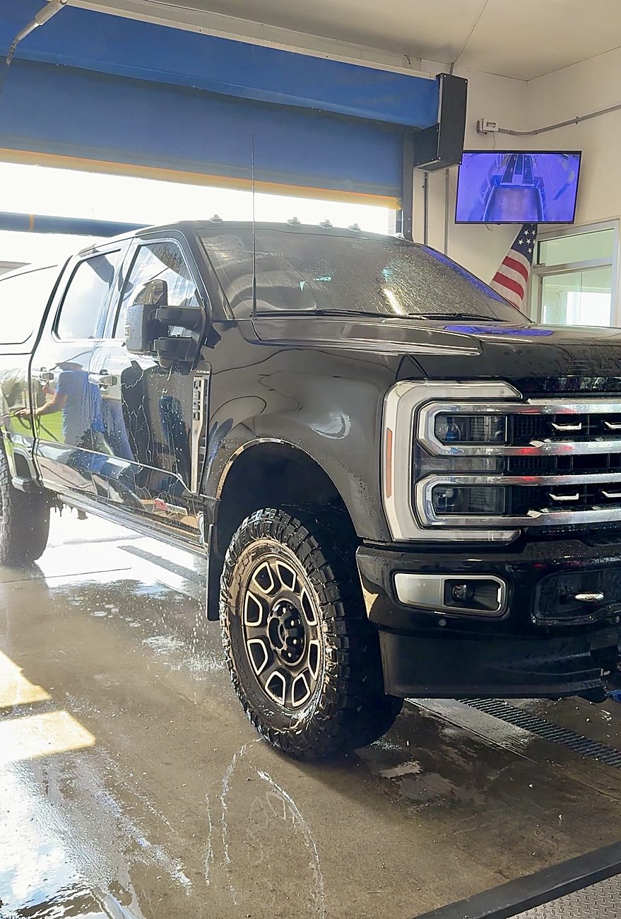 A truck being cleaned at Ultra Car Wash